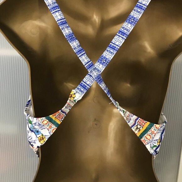 NWOT Rachel Roy Moroccan print Plunge Neck 1-Piece Swimsuit Monokini LG 🏖️ ☀️ - Picture 4 of 10